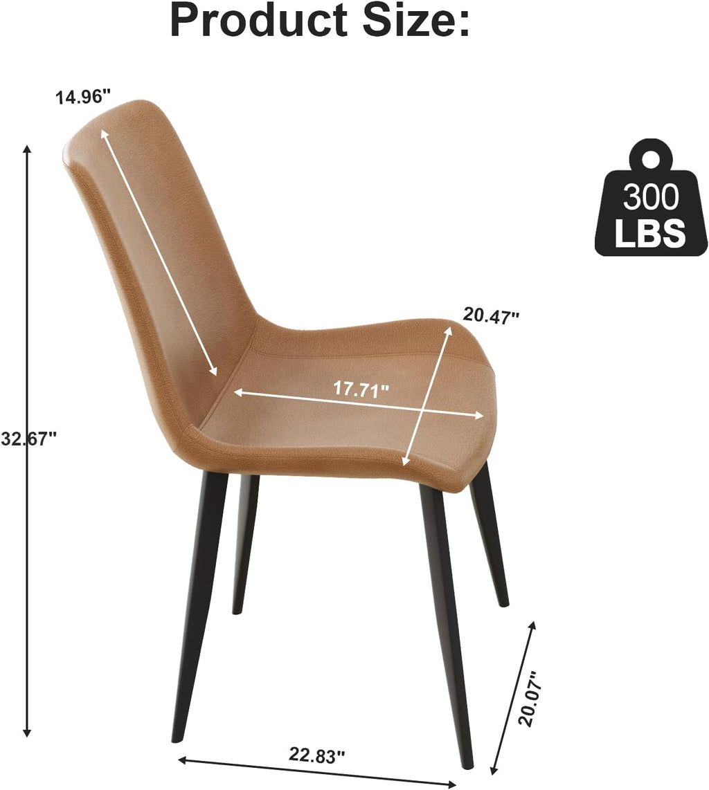 Dining Chairs, Modern PU Leather Dining Room Chair with Sturdy Metal Legs, Upholstered Seat Dinner Chairs Accent Side Chairs for Indoor Kitchen Living Room (Brown, Set of 8)