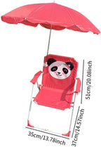 harayaa Child Beach Chair Outdoor Foldable Recliner Kids Seat with Sun Protection Umbrella Oxford Cloth Steel Pipe Suitable for Baby Hiking Garden, Red