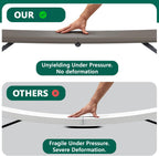 Folding Table 4ft - Heavy Duty Fold-in-Half Plastic Table with Adjustable Height, Portable Utility Tables with Steel Legs for Indoor, Outdoor, Picnic, Camping, Dining, Party (Khaki)
