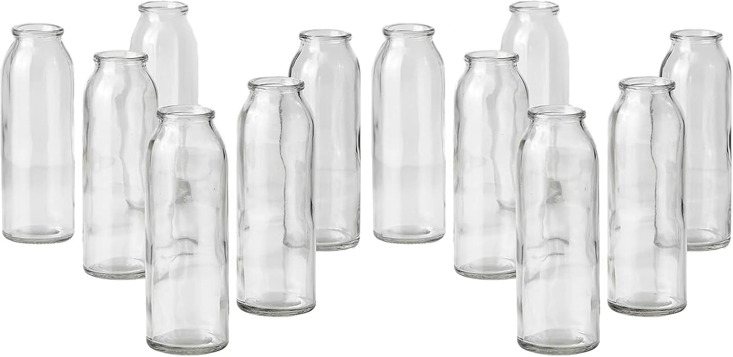 Serene Spaces Living Set of 6 Clear Glass Bud Vases – Ideal for Centerpieces at Weddings and Events – 6.25” Tall & 2” Diameter – Elegant Flower Vases for Home Decor (Pack of 2)