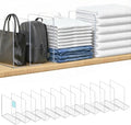 OKPOW Shelf Dividers for Closet Organization: 12 Pack Durable Clear Acrylic Divider Organizer for Shelves - Vertical Adjustable Shelving Separators for Clothing Purse