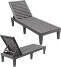Giantex Lounge Chair, Outdoor Sun Tanning Chair with 5-Position Adjustable Backrest, Lightweight Design, Weather-Proof and Rust-Resistant, Pool Lounger for Patio, Beach, Balcony, Poolside (2, Gray)