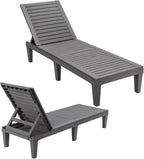 Giantex Lounge Chair, Outdoor Sun Tanning Chair with 5-Position Adjustable Backrest, Lightweight Design, Weather-Proof and Rust-Resistant, Pool Lounger for Patio, Beach, Balcony, Poolside (2, Gray)