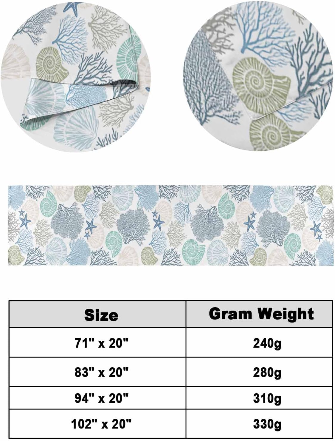 Blue Teal Coral Bed Runners for Queen Size Bed, Bed Throws for Foot of Bed, Summer Beach Starfish Coastal Modern Geometric Bed Runner Sofa Throw Bedding Scarf Protector Slipcover for Bedroom
