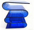 S-Shaped Acrylic Side Table with Magazine Bookshelf Modern Nightstand for Living Room Bedroom Study Office,Abstract,Home Decor,Sofa End Table,Couch,Accent Table(14.2″W×11.8″D×16.7″H, Blue)