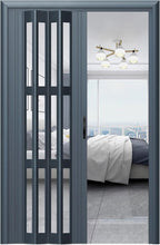 Interior Sliding Barn Door, Accordion Folding, Single/Double Bedroom Divider for RV Mobile Home, -1 80x80in(203.2x203.2cm)