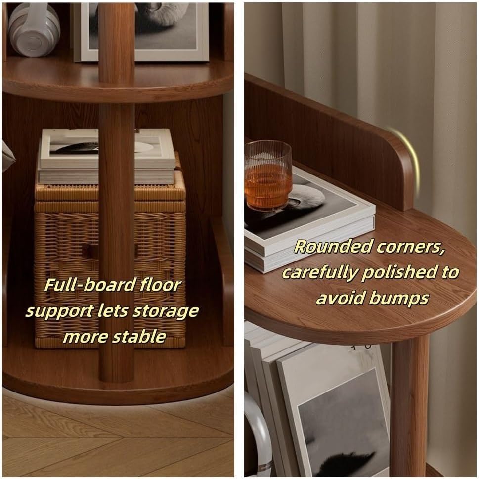 Solid Wood Side Tables Multi-Layer Storage Rack Bedside Table End Table Bookshelf for Living Room Office Lightweight(24cm)