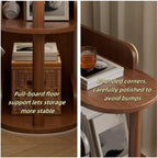 Solid Wood Side Tables Multi-Layer Storage Rack Bedside Table End Table Bookshelf for Living Room Office Decor