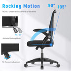 naspaluro Ergonomic Office Chair, Mid Back Desk Chairs with Adjustable Height, Swivel Chair with Flip-Up Arms and Lumbar Support, Breathable Mesh Computer Chair for Home/Study/Working, Dark Black