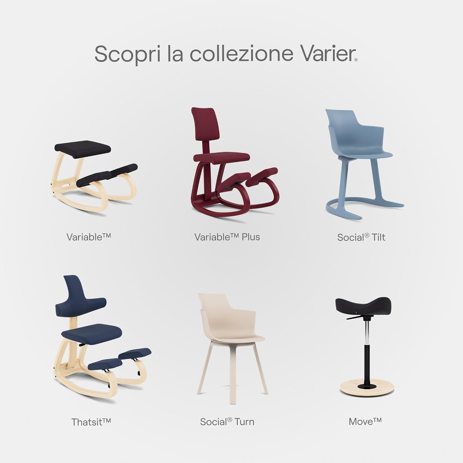 Varier Variable Plus Ergonomic Kneeling Chair with Backrest Monochrome Marine| Active Sitting Posture Support Home Office Desk Chair | 10 Year Guarantee