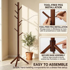Luxe L 100% Faux Fur Coat Rack, Freestanding Coat Rack with 8 Hooks, Adjustable Size Tree Coat Rack for Bedroom, Hallway, Entrance, Office, for Coats, Hats, Scarves, Handbags - Brown