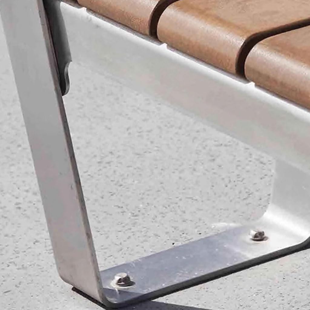 Outdoor Bench, Leisure Chair Stainless Steel Park Chair Square Garden Benches for Outdoors(Brown,with backrest)