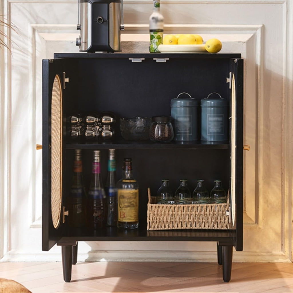 Entryway Cabinet Wooden Storage Cabinet Modern Sideboard Rattan Dining Sideboard Living Room Small Entrance Tea Cabinet Sideboard Storage Cabinet