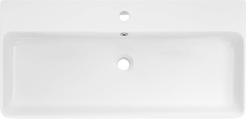 Swiss Madison Well Made Forever SM-CS733, Carre 36" Ceramic Console Sink In Glossy White Basin