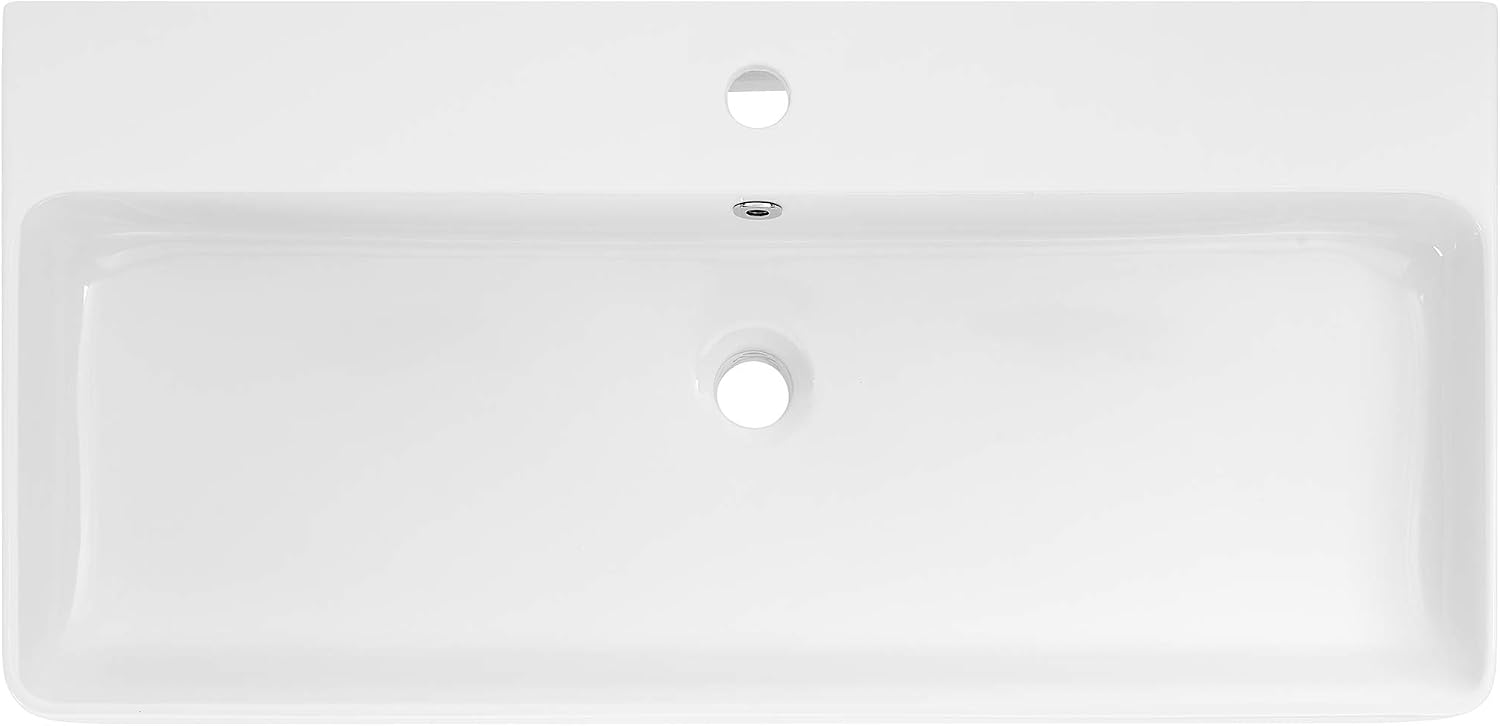 Swiss Madison Well Made Forever SM-CS733, Carre 36" Ceramic Console Sink In Glossy White Basin