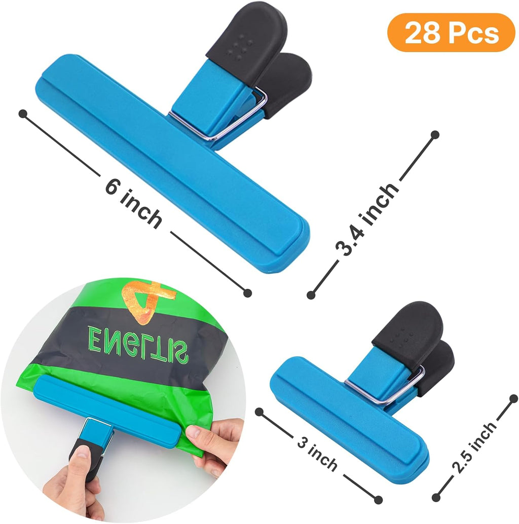 28 Pcs Chip Bag Clips, Bag Clips for Food Storage, Snack Clip for Other Food Bags, Heavy Duty Sealing Clip for Home, Office and More