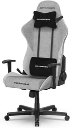 DXRacer Formula L Ergonomic Gaming Chair for Adults, Reclining Video Office Computer Gamer Chair with Lumbar Support and Headrest (Water-Resistant Fabric, Gray White)