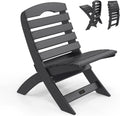 VINGLI Portable Adirondack Chairs, Folding Plastic Adirondack Chair for All Weathers, Outdoor Fire Pit Chairs for Patio Poolside Porch Beach, Capacity 350 LBS, Black