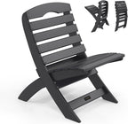 VINGLI Portable Adirondack Chairs, Folding Plastic Adirondack Chair for All Weathers, Outdoor Fire Pit Chairs for Patio Poolside Porch Beach, Capacity 350 LBS, Black