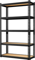 LEVELEVE 5-Tier Storage Shelving Unit, Metal, for Garage, Kitchen, Laundry Room, Adjustable, 30" L x 12" W x 60" H, Rectangular, 1 Pack