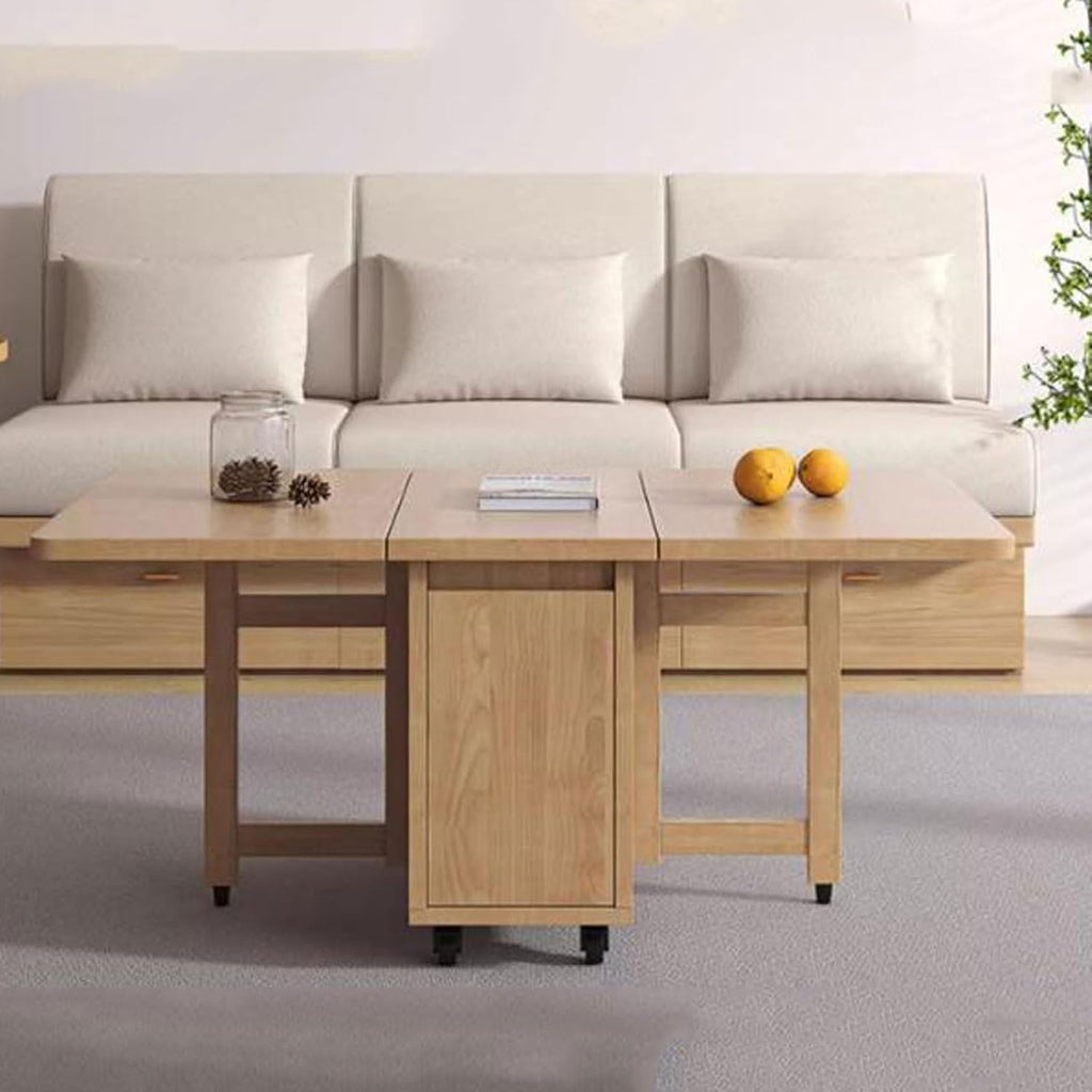 Center Table Foldable End Tables,Side Table with Storage Cabinet for Living Room, Small Bedside for Bedroom, Mobile Sofa Dinning with Wheels Storage Shelf