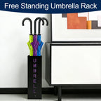 Square Metal Umbrella Canes Holder, Free Standing Umbrella Rack Stand Storage Bucket, Walking Sticks Organizer Bin for Indoor Entryway, Home, Office and Hotel, 16.3" x 6.3" x 6.3", Black