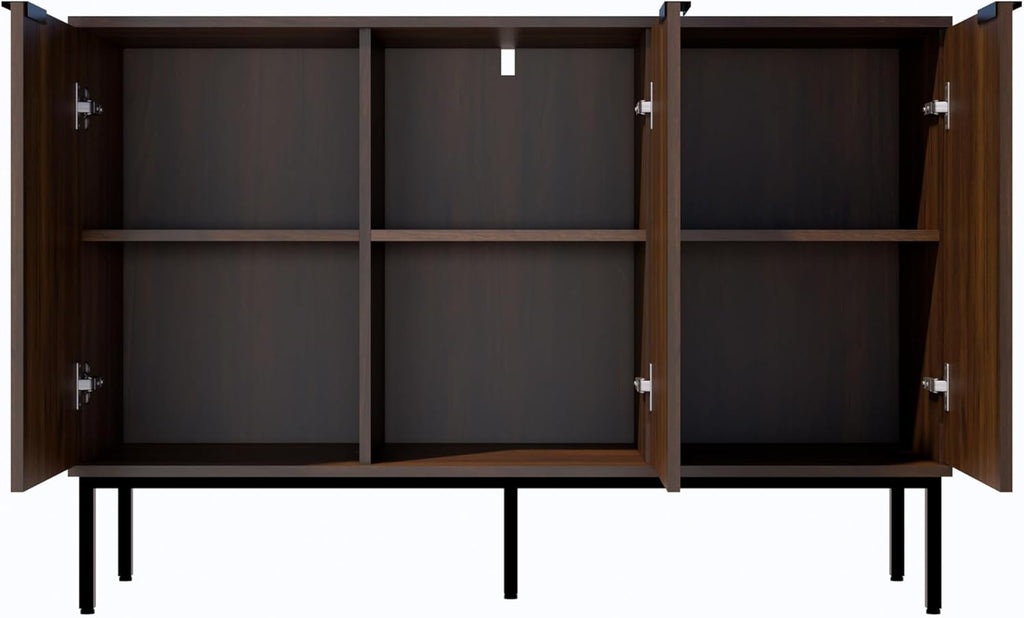 Fluted Sideboard, Buffet Cabinet with Storage, Wooden Accent Console Cabinet with Doors and Adjustable Shelves, for Living Room, Dining Room, Entryway, Hallway, 47.3"