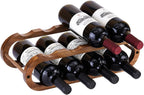 Navtcow Wine Rack and Water Bottle Organizer 2 in 1 for Cabinet and Countertop - Adjustable in 2 Sizes (Acacia Wood 2 Tier)