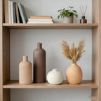 Neutral Boho Ceramic Decorative Vase Set, Modern Matte Minimalist Vases for Shelf, Coffee Table, Living Room & Fireplace Mantel Decor