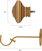 Elrene Home Fashions Florence Single Curtain Rod with Stacked Square Finials, 1" Diameter, (Soft Gold), (48X86)