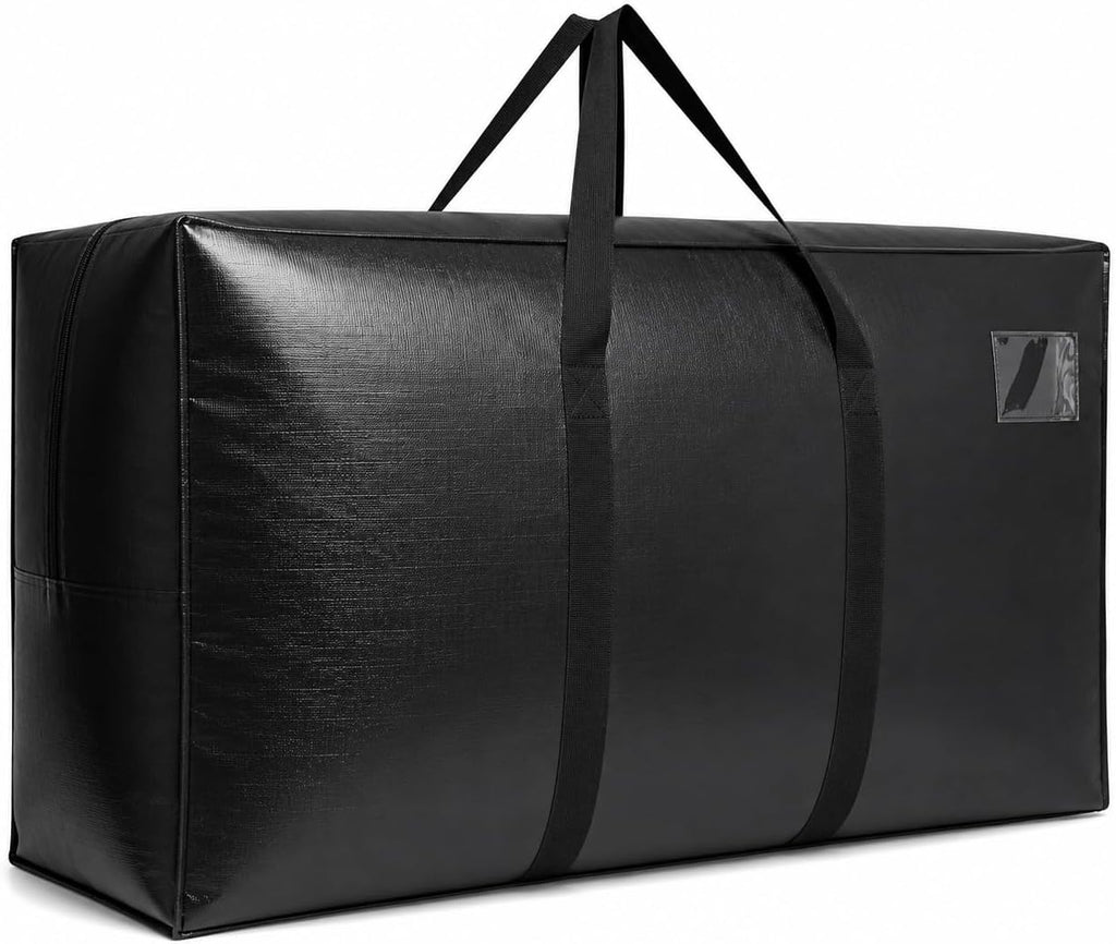 155 Gallon Extra Large Storage Bags, Jumbo Moving Storage Bags, Foldable Big Black Waterproof Outdoor Patio Cushion Storage Bag, 60x30x20inch - 1PACK