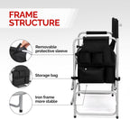 mefeir 26" Tall Folding Directors Chair with Side Table,Portable Makeup Artist Bar Height, Steel Frame 300 lbs Capacity, 19.2" D x 23.6" W x 40.5" H