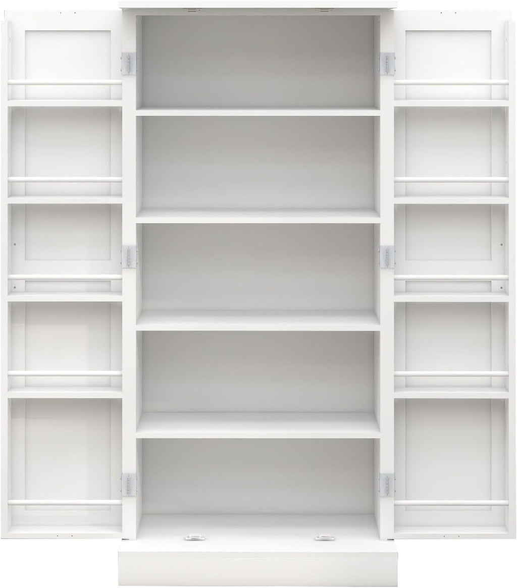 Pantry Storage Cabinet with 5-Tier Shelves, Multi-Purpose Organizer for Kitchen, Dining, and Living Rooms - 150 Lbs Load-Bearing