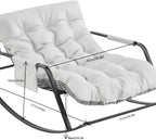 Rocking Chair with Extra-Wide Technical Leather Upholstered Gliding Boucle Reclining, Modern Accent for Living Room Nursery Bedroom -White