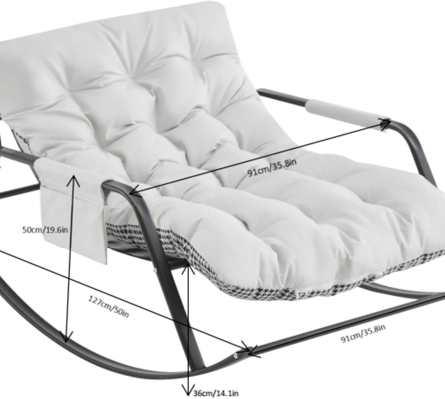 Rocking Chair with Extra-Wide Technical Leather Upholstered Gliding Boucle Reclining, Modern Accent for Living Room Nursery Bedroom -White