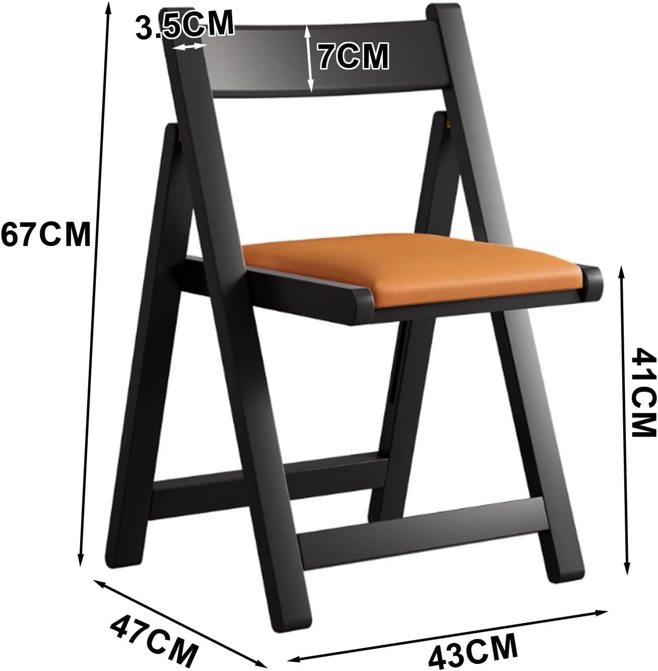 JSWHYBD Light Weight Folding Chair Wooden Folding Chair A-Frame Structure Stable and Durable Leather Seat Cushion Suitable for Parties Home and Office Use(White+Off-White)