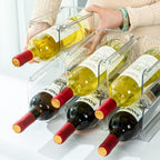 4 Pack Bottle Rack, Fridge Organizer Bottle Rack, Stackable Wine Rack Plastic Bottle Holder (4)