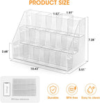 AIEVE Drink Packet Organizer with 15 Compartments, Water Packet Organizer for Water Flavor Drink Mix, Easy Assembly Acrylic Sugar Packets Holder for Cabinet Kitchen Storage Organization
