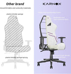 KORNOX Ergonomic Gaming Chair Fabric for Adults,Office Chair High Back,Game Chair Cloth Height Adjustable for Teens,Game Chair Racing with Headrest and Lumbar Support for Girl,White and Purple