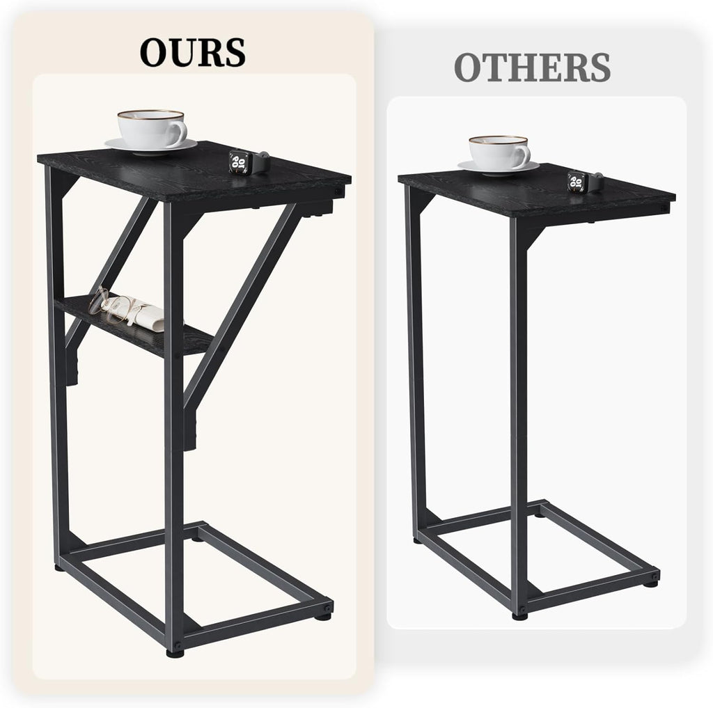 C-Shaped End Table, Small Couch Side Table, Sofa TV Tray Table for Living Room, Bedroom, Bedside ET-D-BKW1