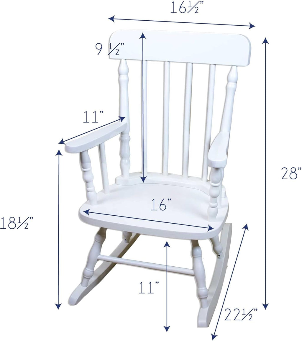 My Bambino Girl's Personalized White Wood Rocking Chair Toddler Baby Gift (You are My Sunshine)