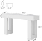 Tribesigns 63-Inch Long Console Table, Farmhouse Wooden Sofa Table Behind The Couch, Narrow Entryway Table for Entrance, Hallway, Living Room (White)