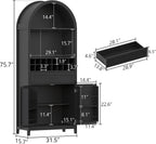 Loomie 75.7" Tall Arched Wine Cabinet, Modern Bar Cabinets with Glass Holders & Wine Rack, Liquor Cabinet for Home, Kitchen Pantry W/Drawer & Shelves, Versatile Cupboard for Dining Room (Black)