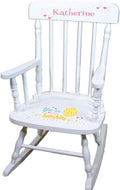 My Bambino Girl's Personalized White Wood Rocking Chair Toddler Baby Gift (You are My Sunshine)