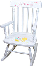 My Bambino Girl's Personalized White Wood Rocking Chair Toddler Baby Gift (You are My Sunshine)