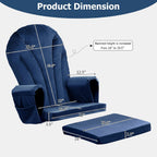 ANMINY 5pcs Glider Rocker Replacement Cushions Set with Ottoman Cushion, 3.5Inch Thickened Velvet Glider Rocking Chair Cushions with 29 inch High Backrest & Side Pockets for Indoor Nursery, Blue
