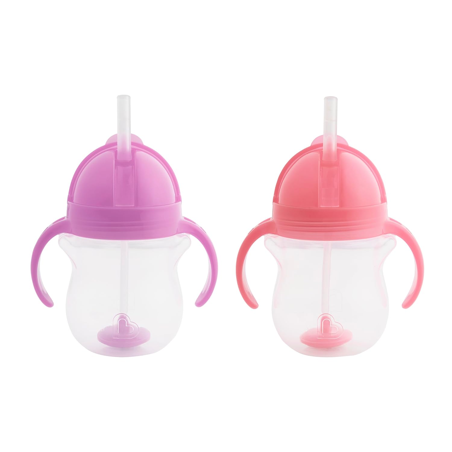 Munchkin® SnackTM Catcher Toddler Snack Cups, 2 Pack, Pink/Purple and Any AngleTM Weighted Straw Trainer Cup with Click LockTM Lid, 7 Ounce, 2 Pack, Pink/Purple