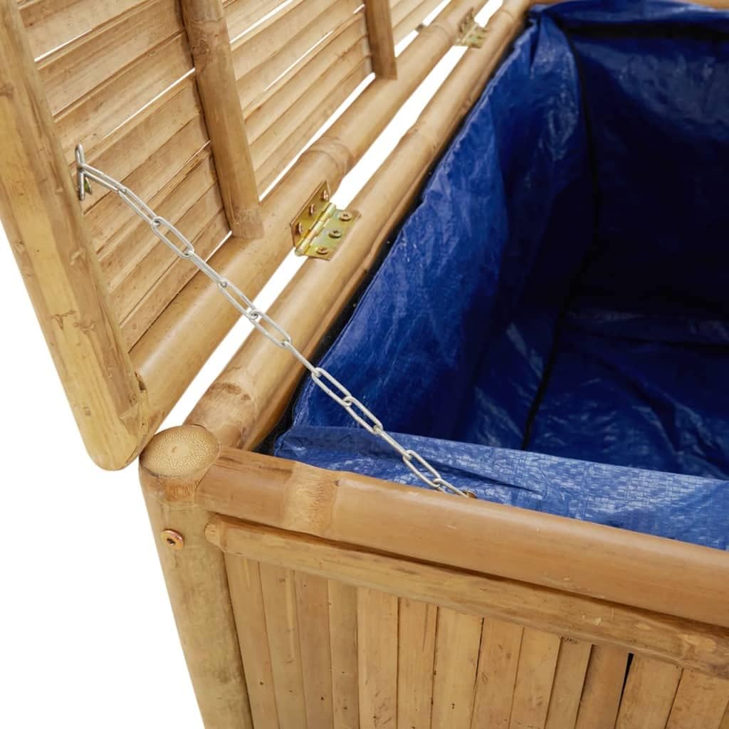 Bamboo Patio Storage Box 35.4x20.5x21.7 Inch Outdoor Storage Bench for Garden Cushions, Toys, and Tools with Ventilated Slats
