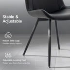 Dining Chairs Set of 2, PU Leather Armless with Metal Legs Black | Fits Dining Rooms, Kitchens, Waiting room, Living rooms, Offices & Cafes, Easy to Clean Easy to assemble Adjustable Foot Pads
