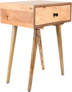 Decor Therapy Side Table with 1-Drawer, Modern Design, Easy Assemble, Natural -23.5" x 17.75" x 13.75"